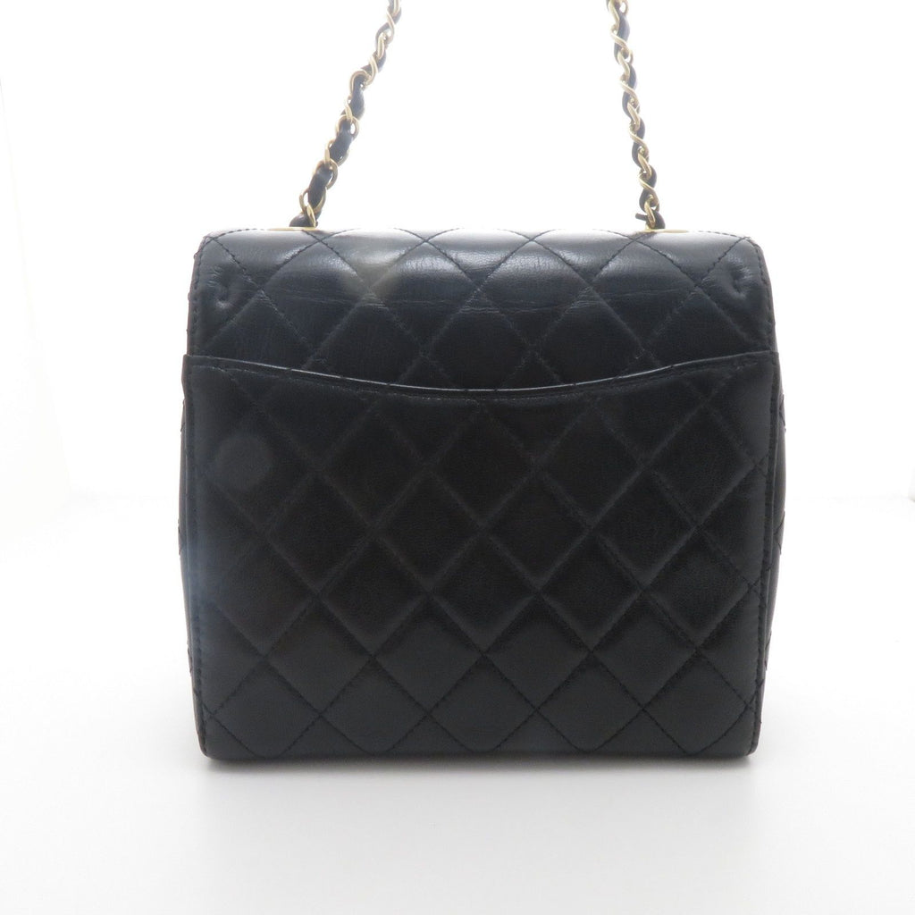 Chanel Quilted Mini Flap Chain Shoulder Black Leather Bag — view 3