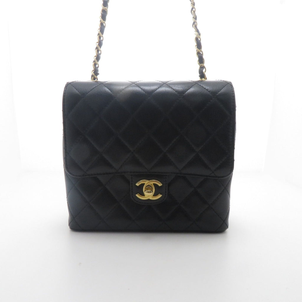 Chanel Quilted Mini Flap Chain Shoulder Black Leather Bag
