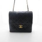 Chanel Quilted Mini Flap Chain Shoulder Black Leather Bag