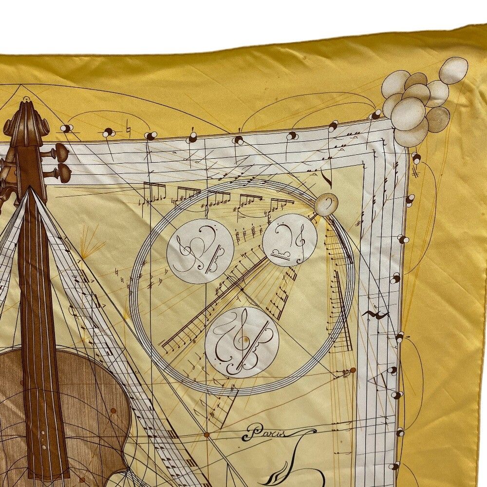Hermes la Musique Des Spheres Carre 90 Silk Scarf Yellow — view 2