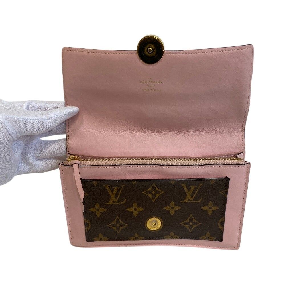 Louis Vuitton Monogram Portefeuille Flor Chain Shoulder Bag Leather Brown Pink — view 6