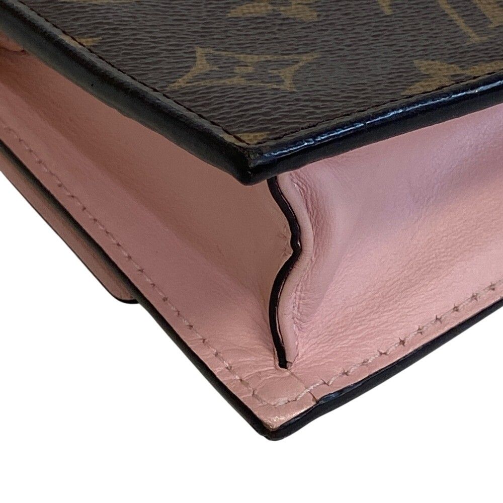 Louis Vuitton Monogram Portefeuille Flor Chain Shoulder Bag Leather Brown Pink — view 2
