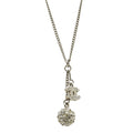 Chanel 13P Mirror Ball CC Logo Pendant Metal Rhinestone Silver Necklace