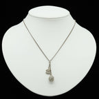 Chanel 13P Mirror Ball CC Logo Pendant Metal Rhinestone Silver Necklace — view 6