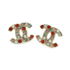 Chanel 04A CC Logo Earrings Rhinestone Multicolor Gold — view 4