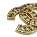Chanel CC Logo Jumbo CC Brooch Faux Pearl Bijou Rhinestone Gold Plated — view 4