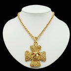 Chanel 95A Clover CC Logo Large Chain Pendant 2-Way Belt Gold Plated Necklace — view 7