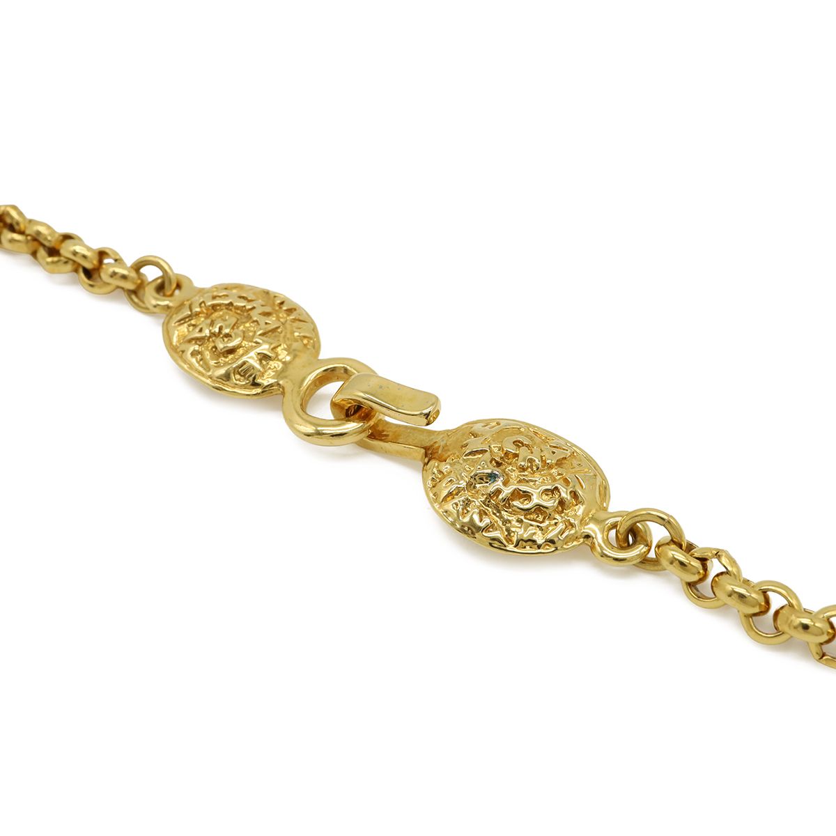 Chanel 95A Clover CC Logo Large Chain Pendant 2-Way Belt Gold Plated Necklace — view 6