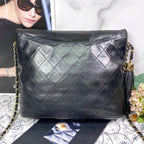 Chanel Vintage Quilted CC Logo Fringe Black — view 4