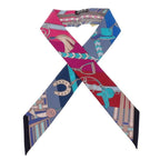 Hermes Twilly Brides Et Gray Bridle and Charm Scarf Silk Multicolor Blue — view 6
