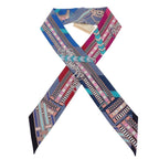 Hermes Twilly Brides Et Gray Bridle and Charm Scarf Silk Multicolor Blue — view 7