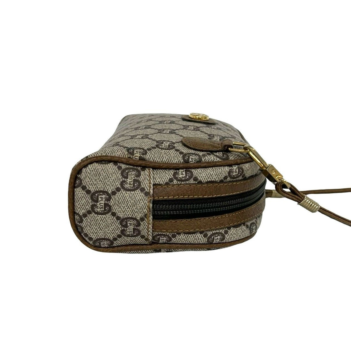 Gucci Vintage Plus Logo Pattern Leather Mini Shoulder Bag Pochette Brown — view 6