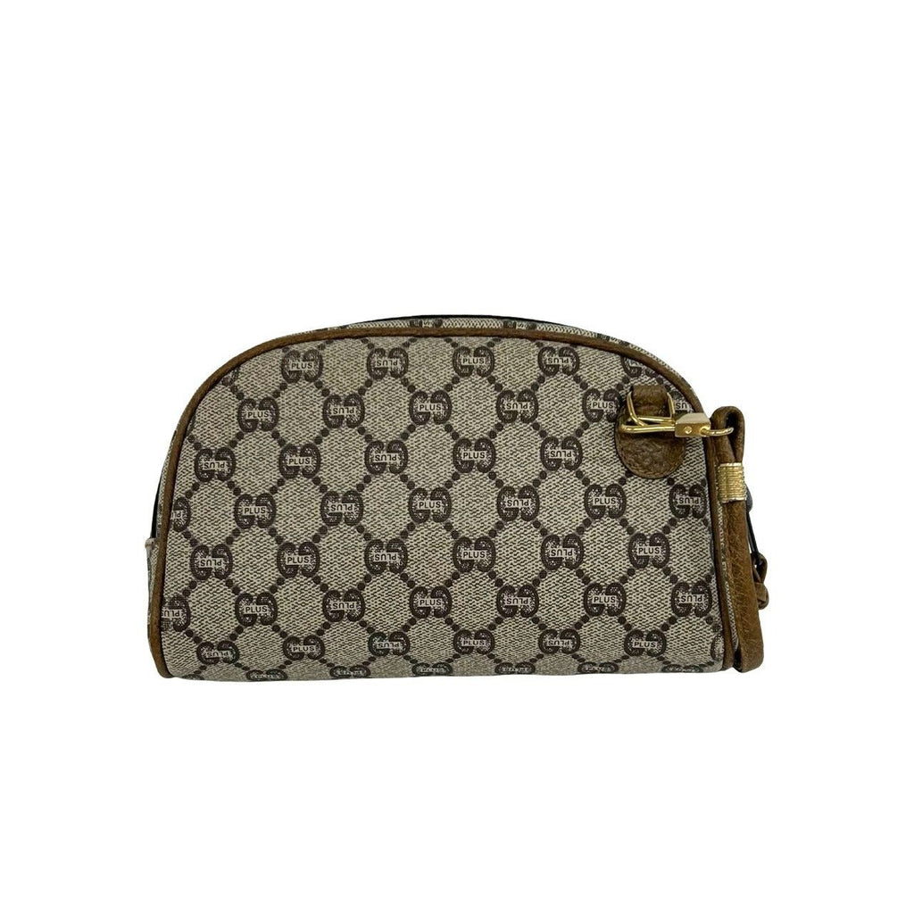 Gucci Vintage Plus Logo Pattern Leather Mini Shoulder Bag Pochette Brown — view 3