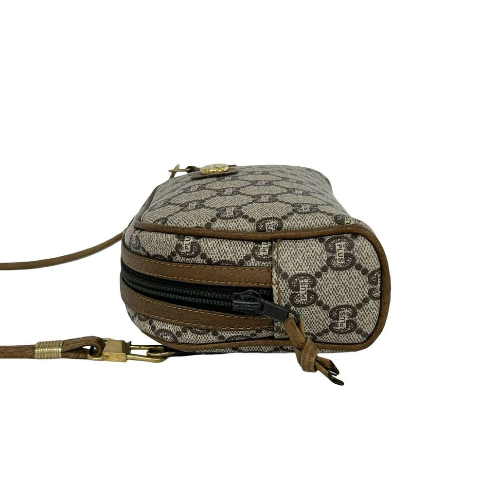 Gucci Vintage Plus Logo Pattern Leather Mini Shoulder Bag Pochette Brown — view 5