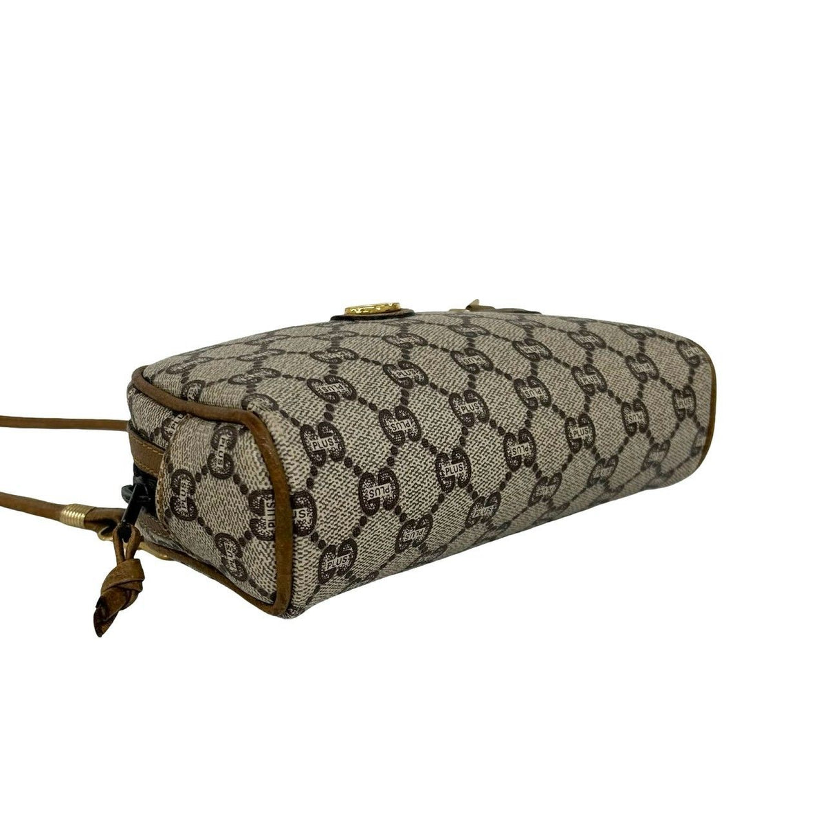 Gucci Vintage Plus Logo Pattern Leather Mini Shoulder Bag Pochette Brown — view 7
