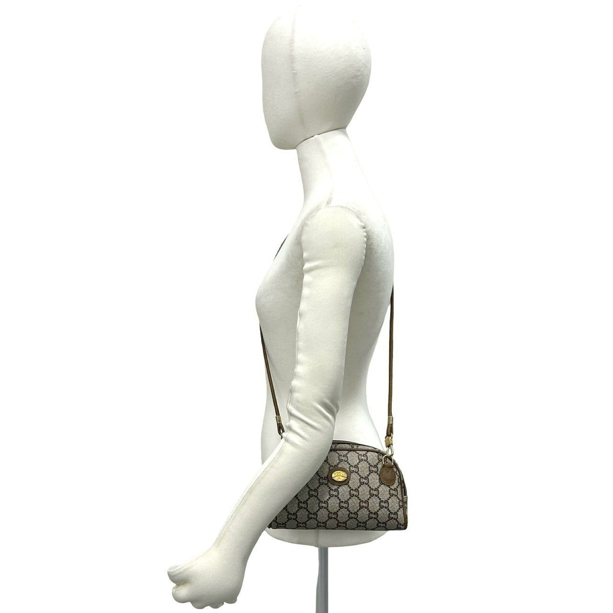 Gucci Vintage Plus Logo Pattern Leather Mini Shoulder Bag Pochette Brown — view 2