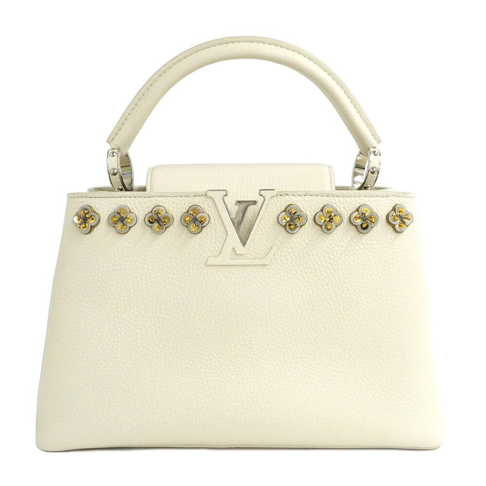 Louis Vuitton Capucines PM Flower Beads White Taurillon Leather Handbag 2-Way