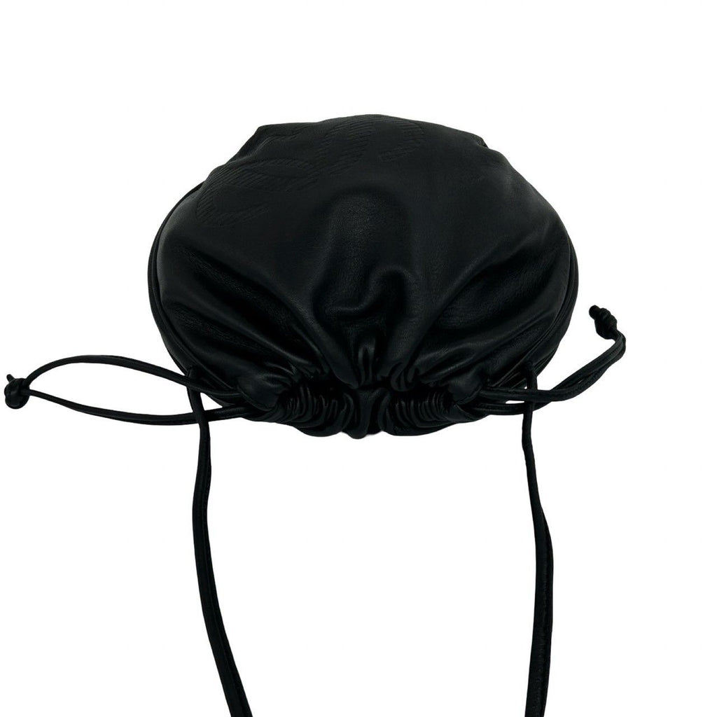 Loewe Vintage Anagram Logo Leather Drawstring Mini Shoulder Bag Pochette Black — view 4