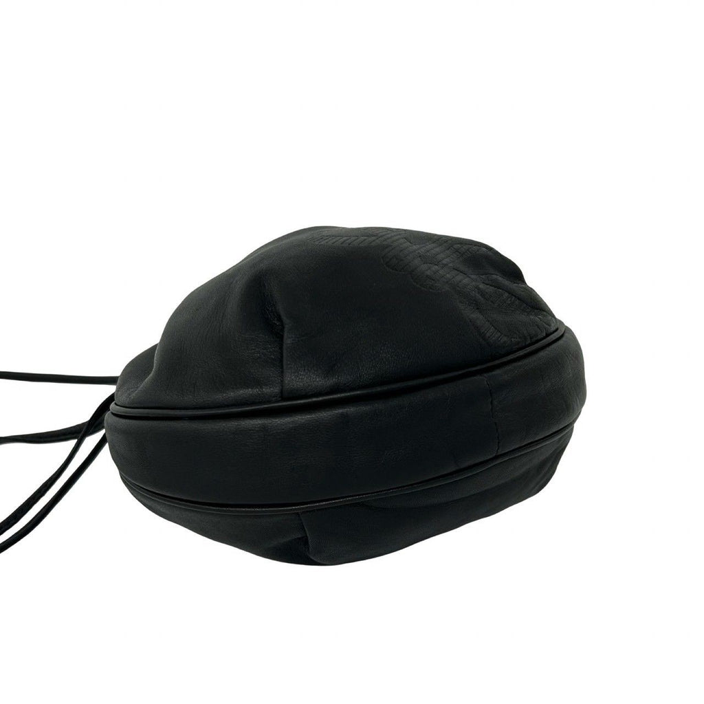 Loewe Vintage Anagram Logo Leather Drawstring Mini Shoulder Bag Pochette Black — view 7