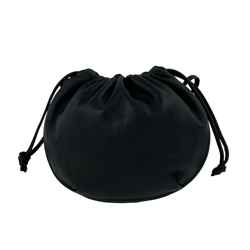 Loewe Vintage Anagram Logo Leather Drawstring Mini Shoulder Bag Pochette Black — view 3
