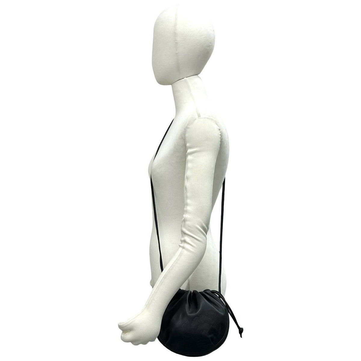 Loewe Vintage Anagram Logo Leather Drawstring Mini Shoulder Bag Pochette Black — view 2