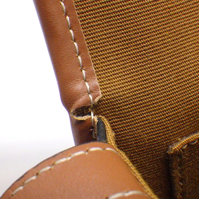 Celine Shoulder Bag Besace Mini Tan Triomphe Canvas Calfskin Gold — view 8