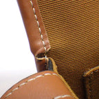 Celine Shoulder Bag Besace Mini Tan Triomphe Canvas Calfskin Gold — view 8