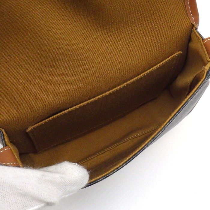 Celine Shoulder Bag Besace Mini Tan Triomphe Canvas Calfskin Gold — view 5