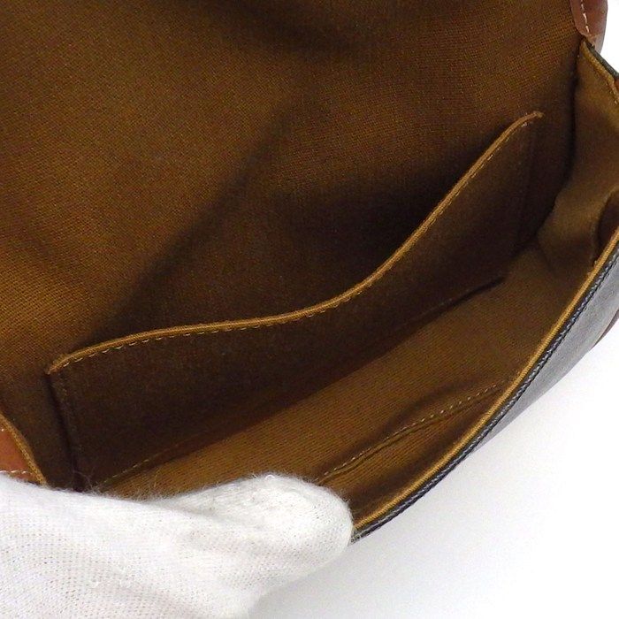 Celine Shoulder Bag Besace Mini Tan Triomphe Canvas Calfskin Gold — view 6