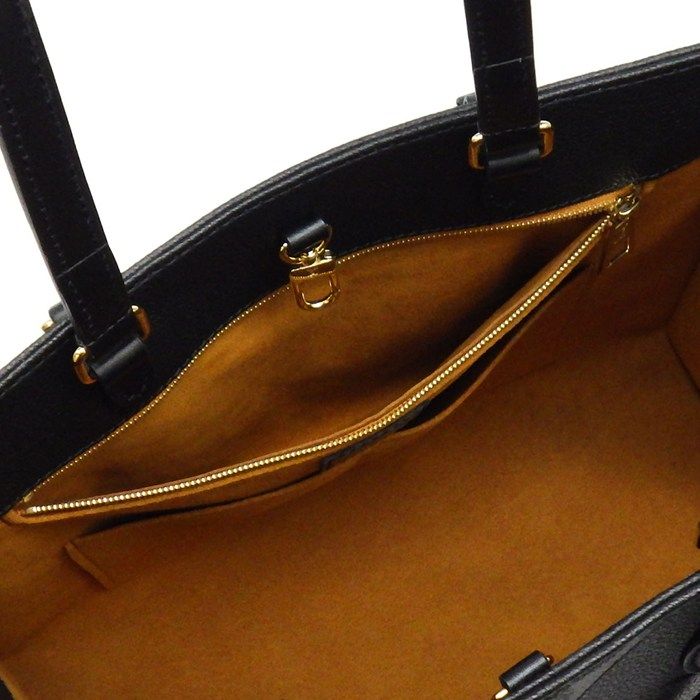 Louis Vuitton Tote on the Go MM Black Monogram Empreinte Leather Gold — view 6