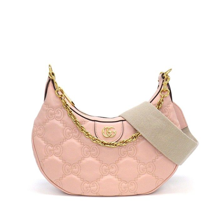 Gucci GG Matelasse Small Shoulder Bag Pink Leather Gold