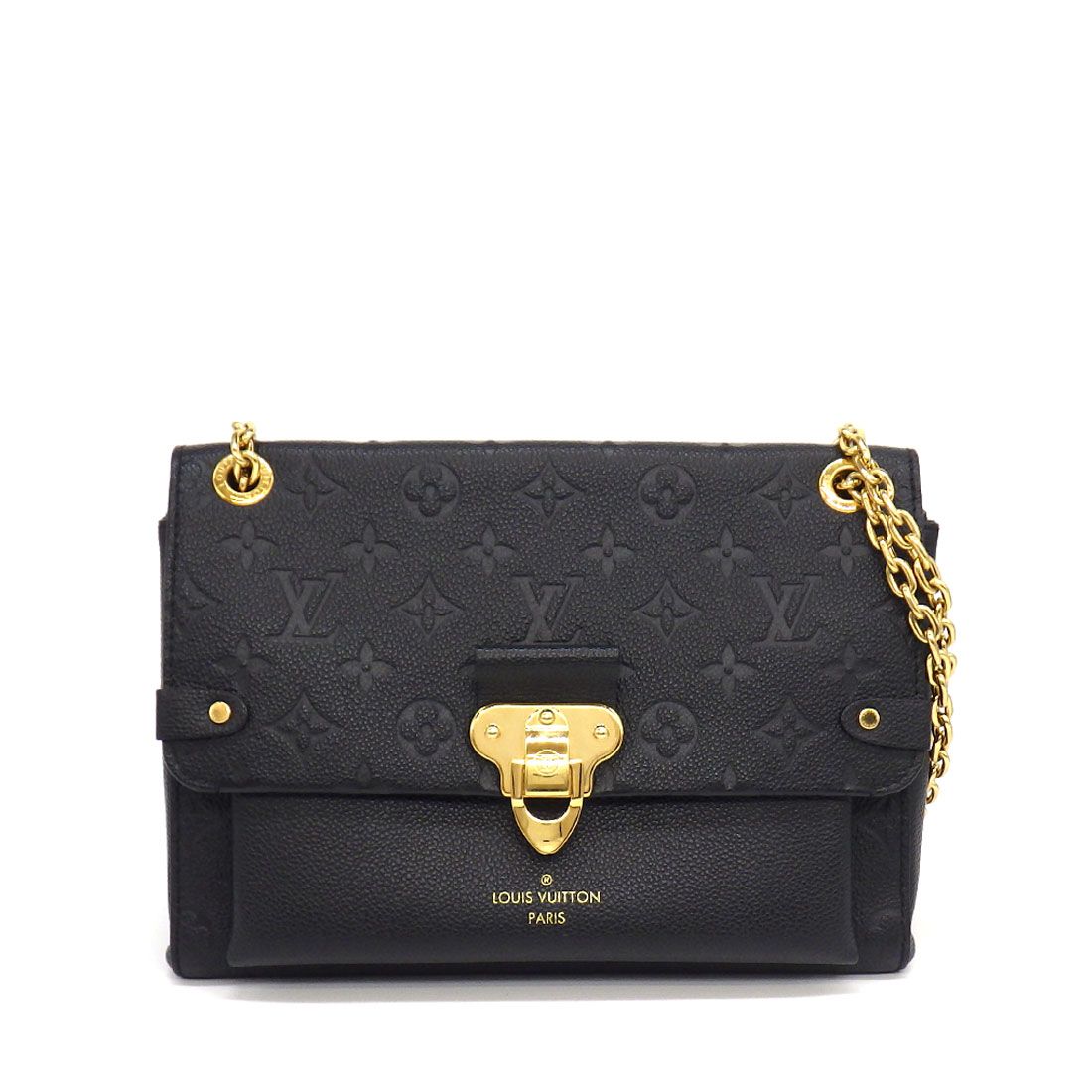 Louis Vuitton Shoulder Bag Vavin PM Black Monogram Empreinte Leather Gold