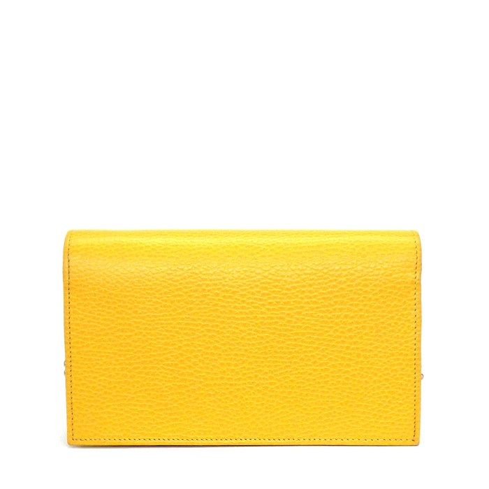 Gucci Shoulder Bag Clutch Interlocking G Chain Wallet Yellow Leather Gold — view 2
