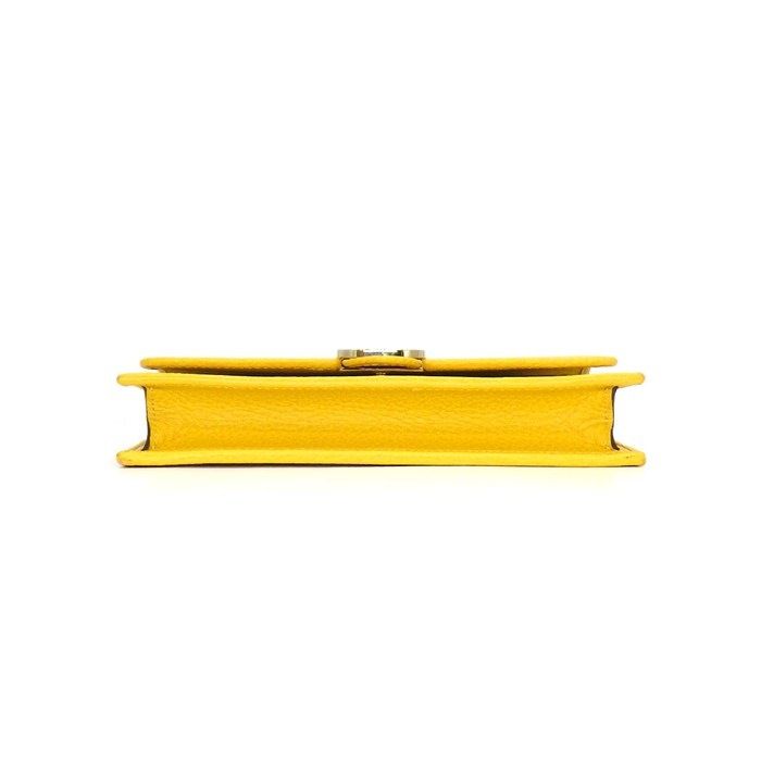 Gucci Shoulder Bag Clutch Interlocking G Chain Wallet Yellow Leather Gold — view 4