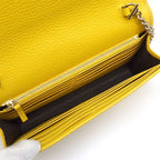 Gucci Shoulder Bag Clutch Interlocking G Chain Wallet Yellow Leather Gold — view 5