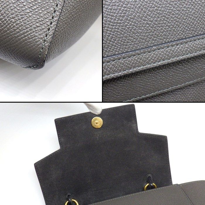 Celine Shoulder Bag Nano Gray Calfskin Gold — view 8
