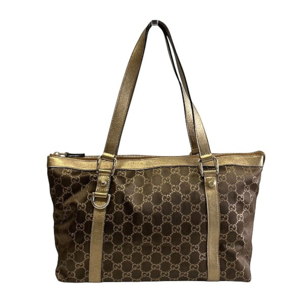 Gucci Abbey Handbag Leather GG Canvas