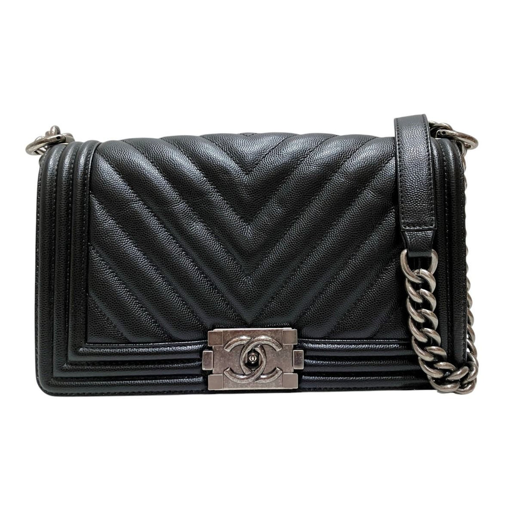 Chanel Boy Shoulder Bag V-stitch Caviar Leather