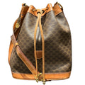 Celine Drawstring Macadam Shoulder Bag Leather