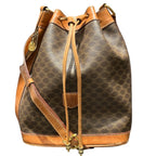Celine Drawstring Macadam Shoulder Bag Leather