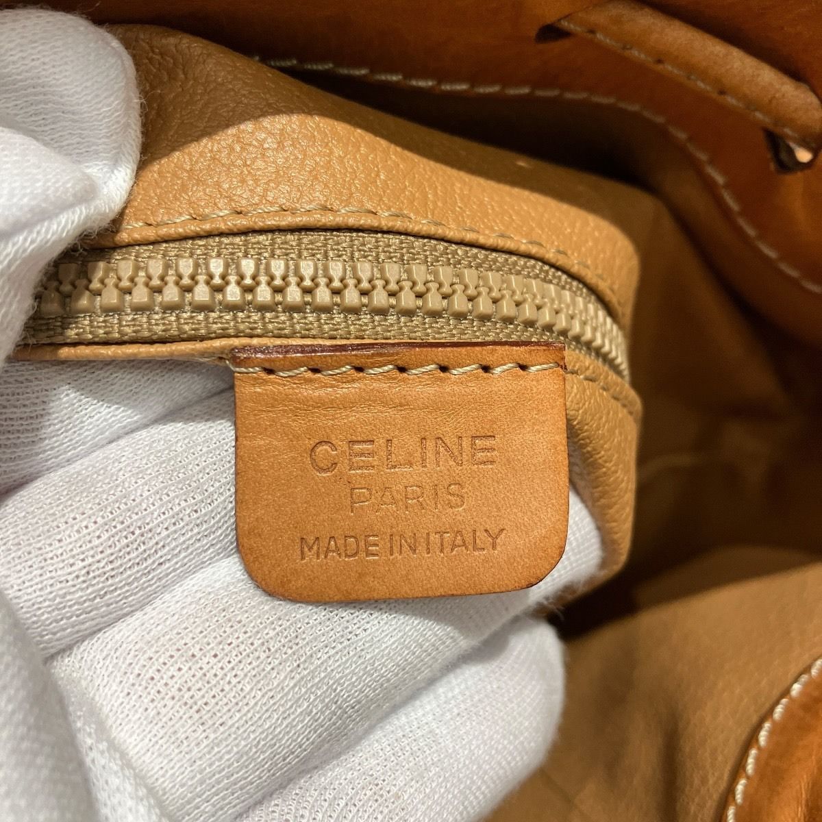 Celine Drawstring Macadam Shoulder Bag Leather — view 4