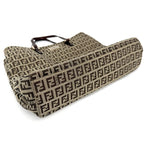 Fendi Tote Zucchino Handbag Canvas Leather Brown Gold — view 3