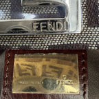Fendi Tote Zucchino Handbag Canvas Leather Brown Gold — view 6