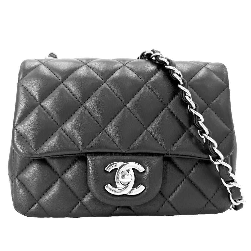 Chanel Shoulder Bag Mini Quilted Chain Turnlock Crossbody CC Logo Lambskin