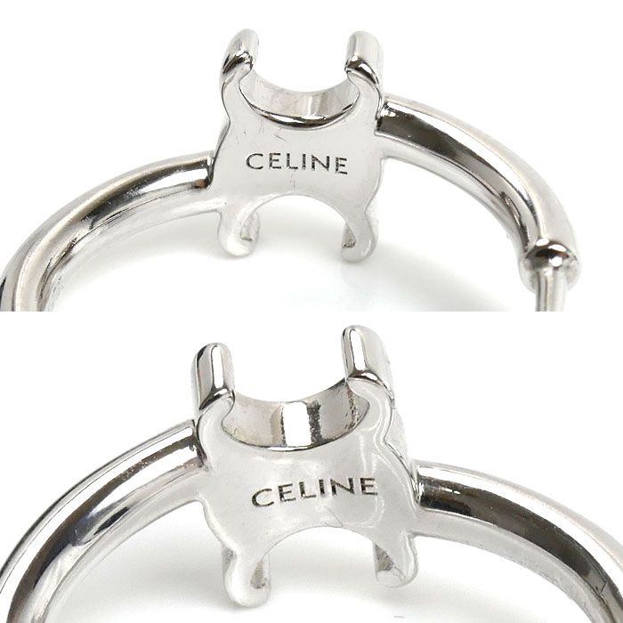 Celine Brass Triomphe Asymmetric Hoop Earrings — view 4
