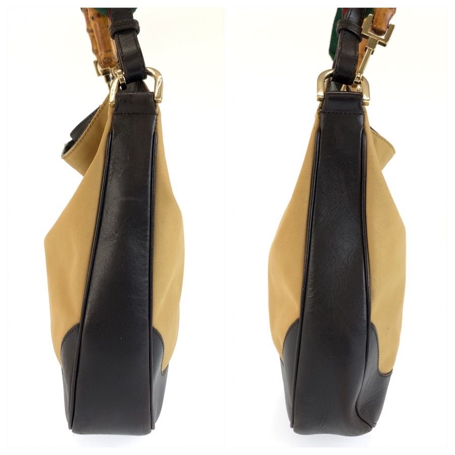 Gucci Bamboo Sherry Line Beige Black Gold Shoulder Bag — view 8