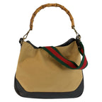 Gucci Bamboo Sherry Line Beige Black Gold Shoulder Bag