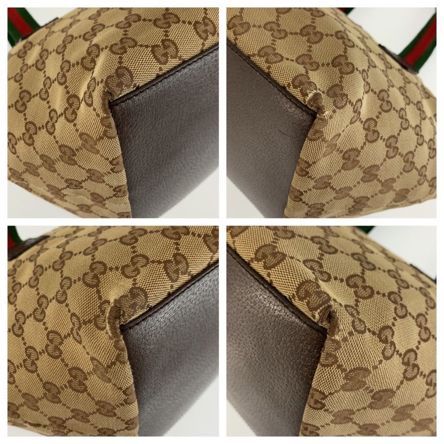 Gucci Sherry Line Beige Brown GG Canvas Tote — view 4