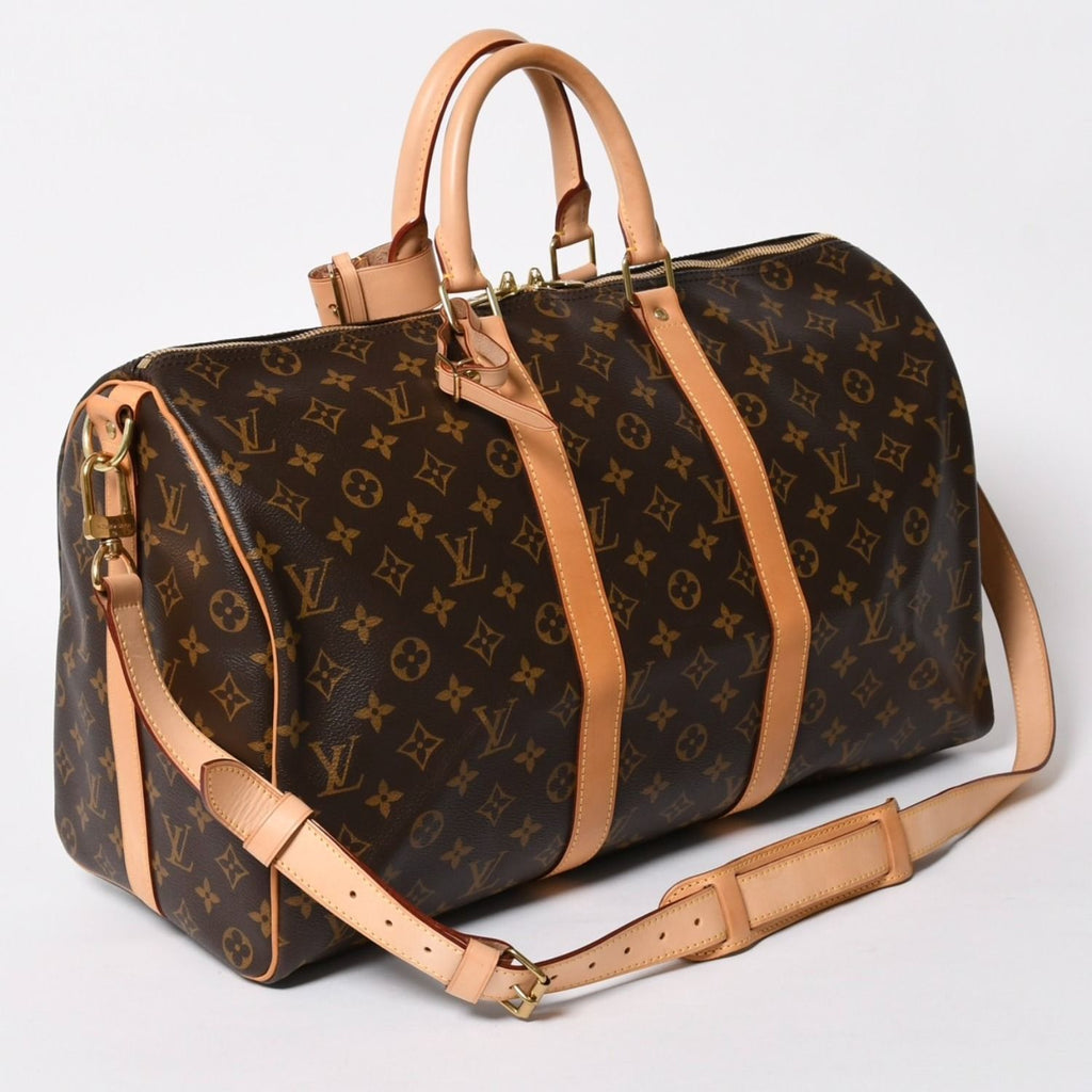 Louis Vuitton Boston Bag Keepall Bandouliere 45 Monogram Brown Gold — view 3