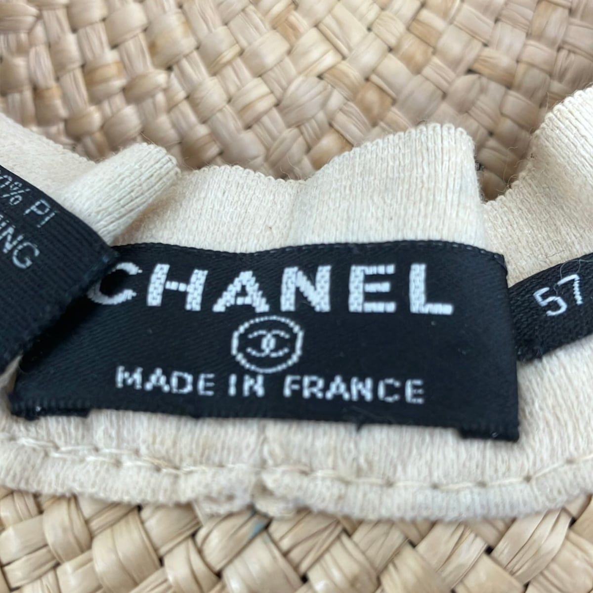 Chanel Hat 57 Beige Purple Multi Straw Hat Silk — view 5